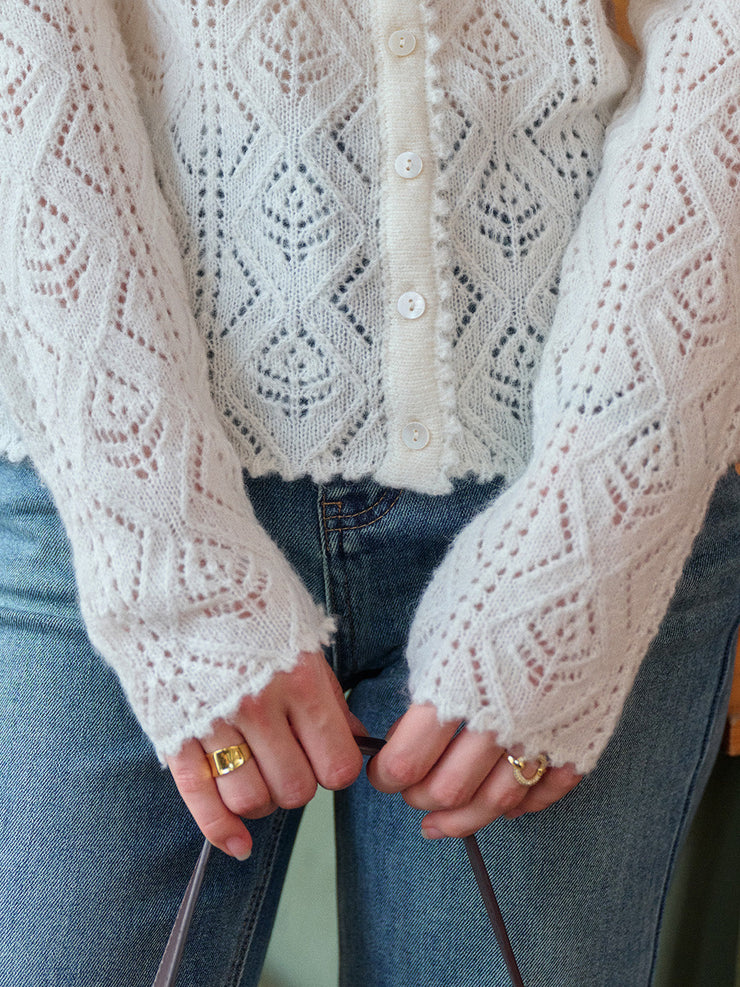 Phoenix V-Neck Hollow Knit Cardigan