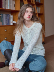 Phoenix V-Neck Hollow Knit Cardigan