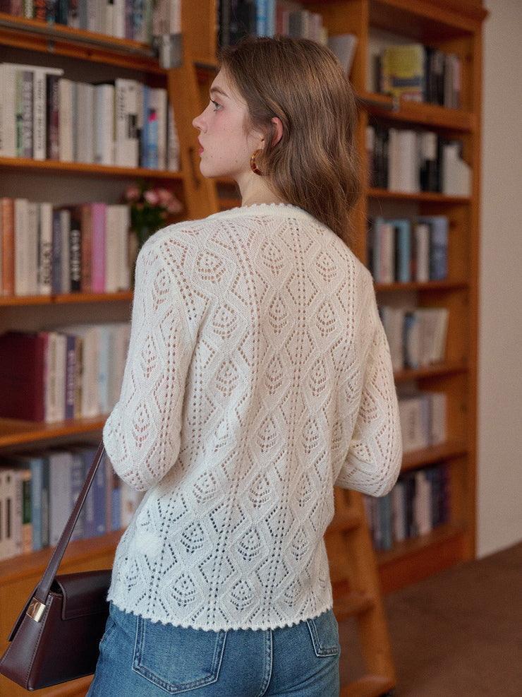 Phoenix V-Neck Hollow Knit Cardigan