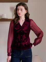 Sevyn V-Neck Velvet Blouse