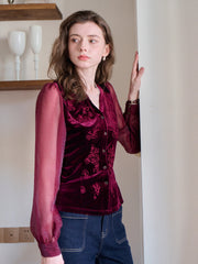 Sevyn V-Neck Velvet Blouse
