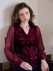 Sevyn V-Neck Velvet Blouse