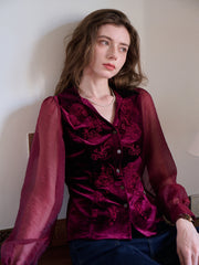 Sevyn V-Neck Velvet Blouse