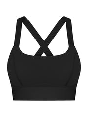 Skinny Wrap Back Cross Yoga Tops Solid Color Spaghetti-Neck Bra