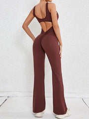 Wrap Hollow Solid Color Spaghetti-Neck Jumpsuits