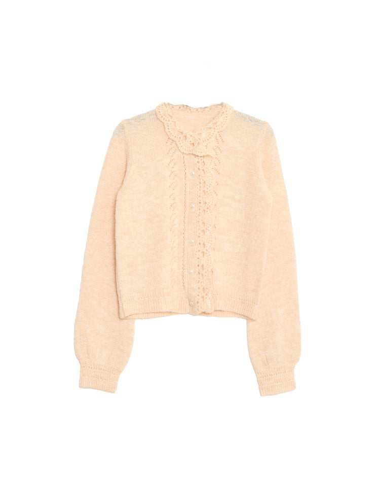 Lauren Wavy Collar Hollow Knit Cardigan
