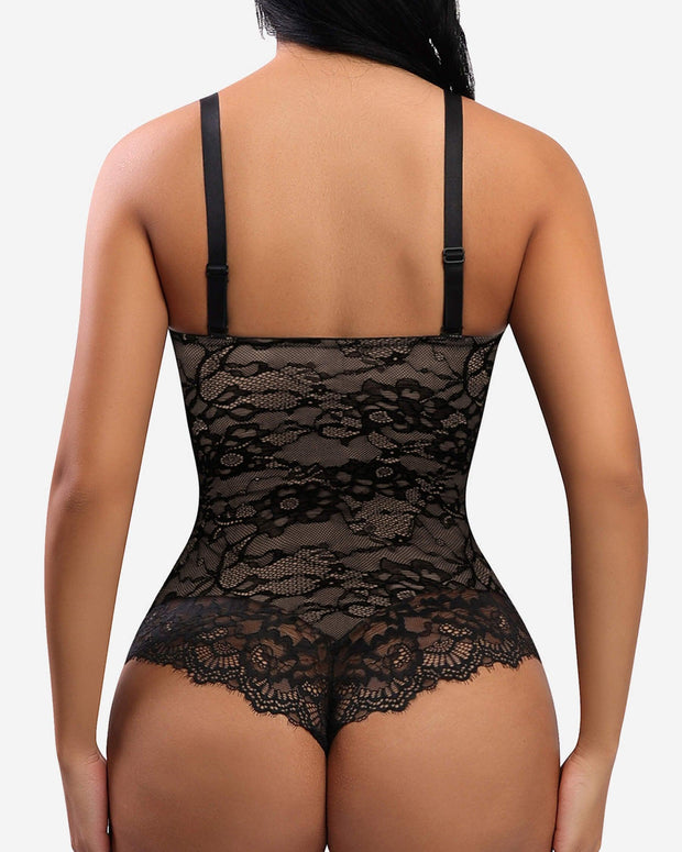 Lace V Neck Full Bodysuit Underwear