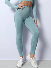 Solid Color Long-Sleeved Seamless Knitted Yoga Suits