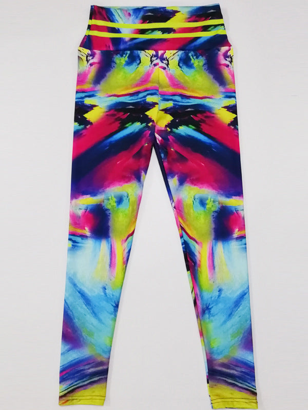 Multi-Colored Printed Skinny Leg Wrap Leggings