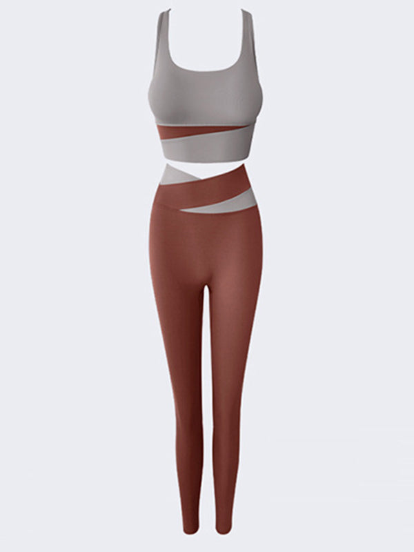 Contrast Color Bra&Leggings Suits