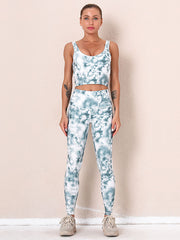 Tie-Dyed Top Bra&Legging Fitness Suits