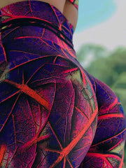 Leaf Print Wrap Sports Leggings