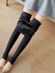 Casual Skinny Leg Keep Warm Solid Color Leggings