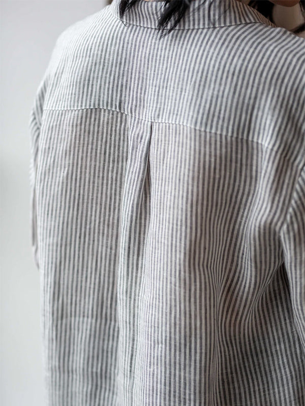 Striped Printed Cotton And Linen Shirt