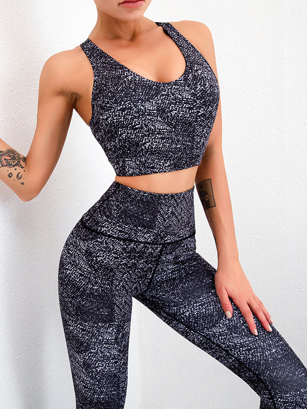 Printed Beautiful Back Bra&Fitness Quick-Drying Breathable Hip-Lifting Leggings Suits