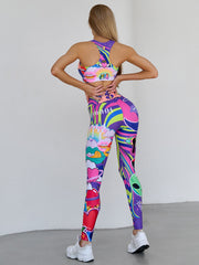 Skinny Printed Round-Neck Yoga Suits