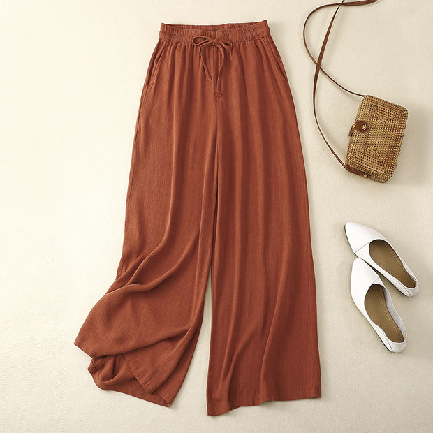 Cotton and linen retro loose all-match wide-leg pants