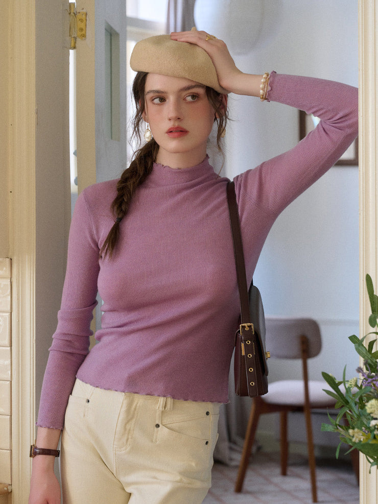 Amanda Ruffle Collar 100% Wool Sweater