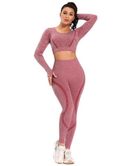 Solid Color Breathable Long Sleeves Yoga Suits