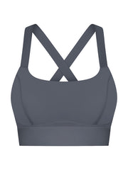 Skinny Wrap Back Cross Yoga Tops Solid Color Spaghetti-Neck Bra