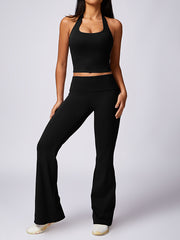 Flared Pants High-Waisted Solid Color Yoga Pants