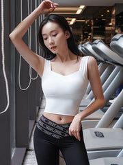 Skinny Wrap Solid Color Spaghetti-Neck Sports Bra