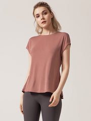 Short Sleeve Loose Round-Neck Backless Casual T-Shirt Top