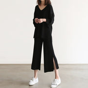 V Neck Sweater Pants Two-Piece Set