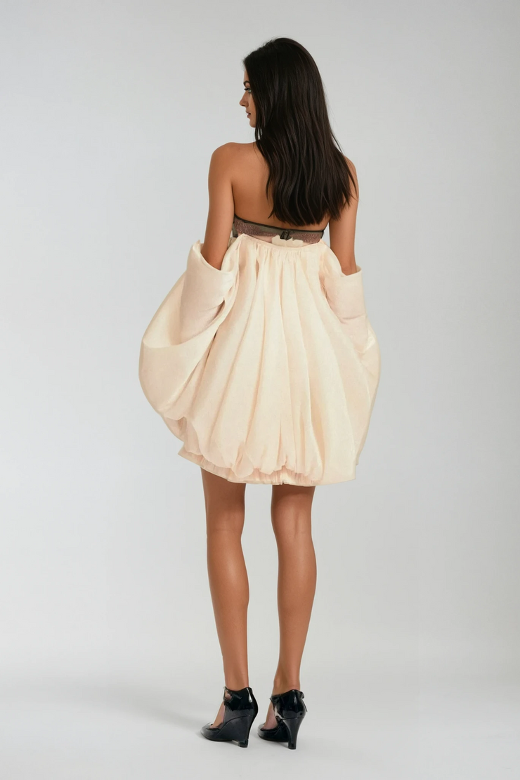 Attica Off Shoulder Ruched Puff Mini Dress