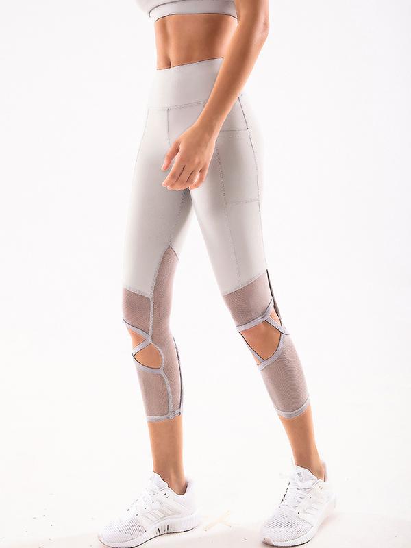 Solid Hollow Wrap Breathable Yoga Leggings