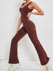 Wrap Hollow Solid Color Spaghetti-Neck Jumpsuits