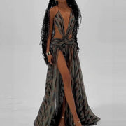 Sexy Sling Deep V Hollow Mesh Dress