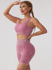 Skinny Solid Color U-Neck Yoga Suits