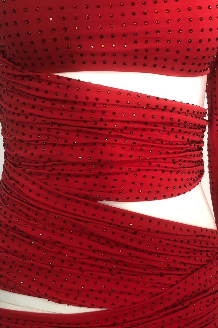 Caits One Shoulder Crystal Cutout Maxi Dress