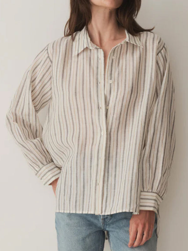 Retro Striped Print Long Sleeve Shirt