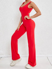 Wrap Hollow Solid Color Spaghetti-Neck Jumpsuits