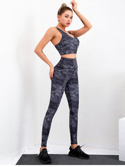 Printed Beautiful Back Bra&Fitness Quick-Drying Breathable Hip-Lifting Leggings Suits