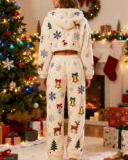 Women's Fuzzy Loungewear Set Christmas Hoodie Long Sleeve Pants & Top Two-Piece Set