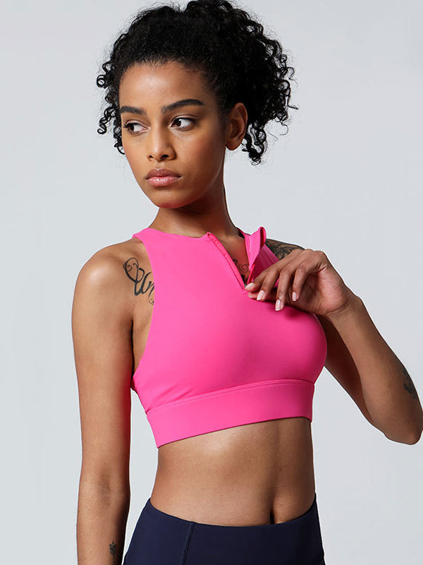 Zip Back Crossover Sports Bra