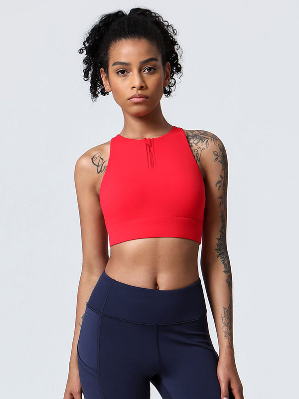 Zip Back Crossover Sports Bra