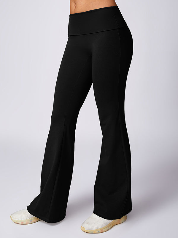 Flared Pants High-Waisted Solid Color Yoga Pants