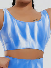 Wrap Printed Tie-Dyed Spaghetti-Neck Sports Bra