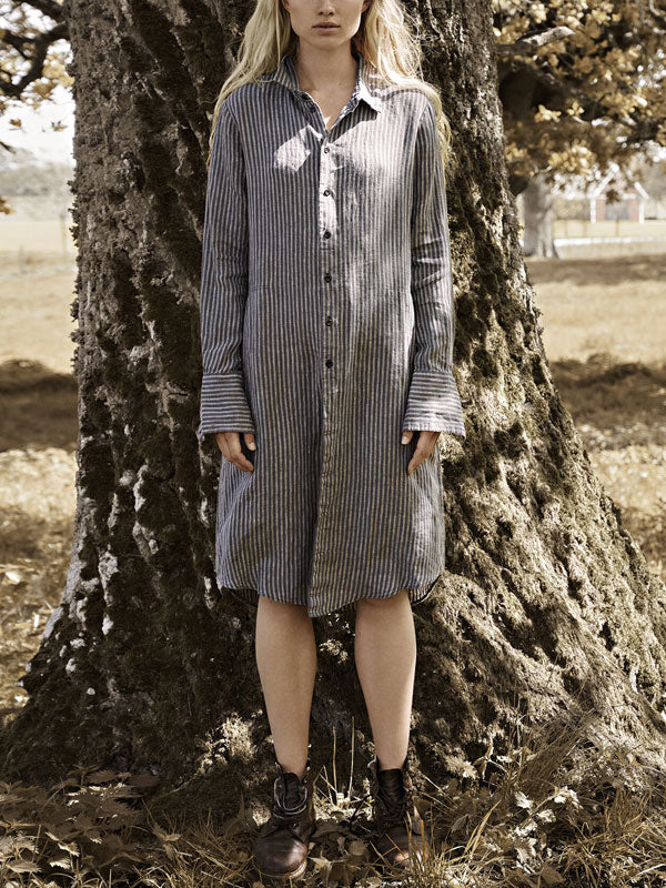 Vintage Striped Women's Shirt Dress