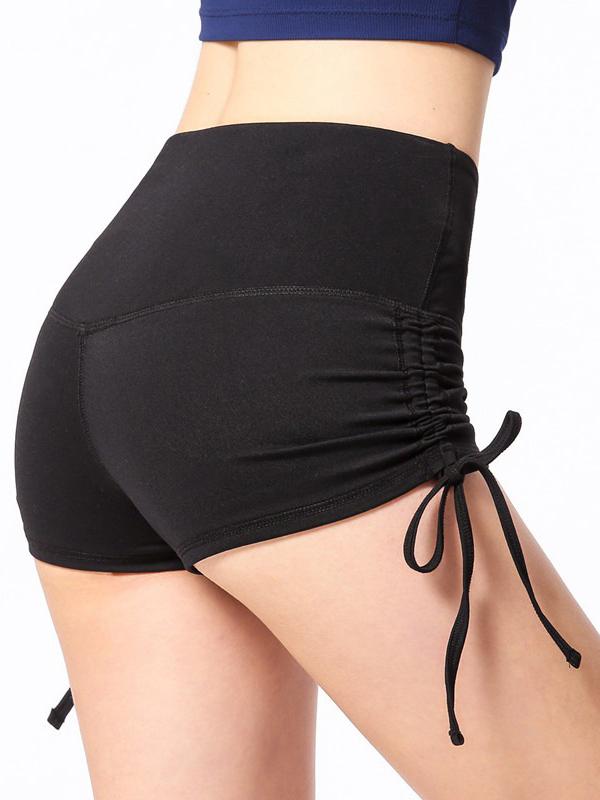 Wrap Solid Drawstring Sports Shorts