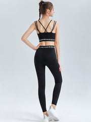 Hip Lifting Yoga Pants Letter Splicing Fitness Two-Piece Suit