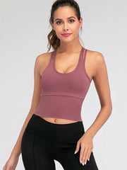 Wrap Solid Cross Back Sports Bra