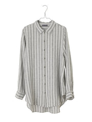 Casual Striped Cotton Linen Ladies Shirt