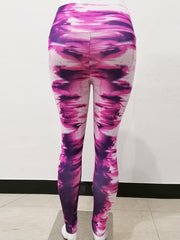 Abstract Gradient Digital Printing Slim Fit High Waist Sports Leggings