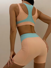 Skinny Contrast Color U-Neck Yoga Suits