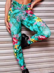 Floral Print Hips-Lift Shaped High Waisted Sport Leggings